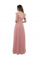 V-Back Dusty Pink Soft Chiffon V-Neck Long Cap Sleeves Bridesmaid Dress Toowoomba