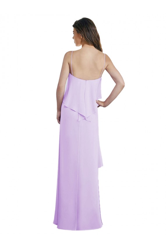 Low Back Chiffon Spaghetti Straps Long Sleeveless Bridesmaid Dress / Evening Dress Toowoomba