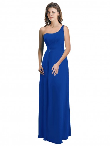 Low Back Soft Chiffon One Shoulder Long Sleeveless Bridesmaid Dress Toowoomba