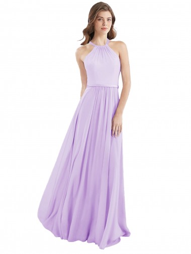 Lilac Chiffon Halter Neck Long Sleeveless Bridesmaid Dress / Evening Dress Toowoomba