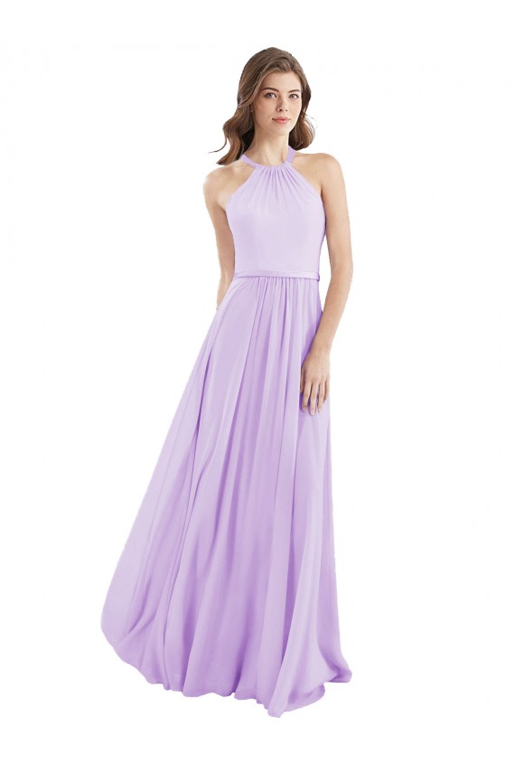 Lilac Chiffon Halter Neck Long Sleeveless Bridesmaid Dress / Evening Dress Toowoomba
