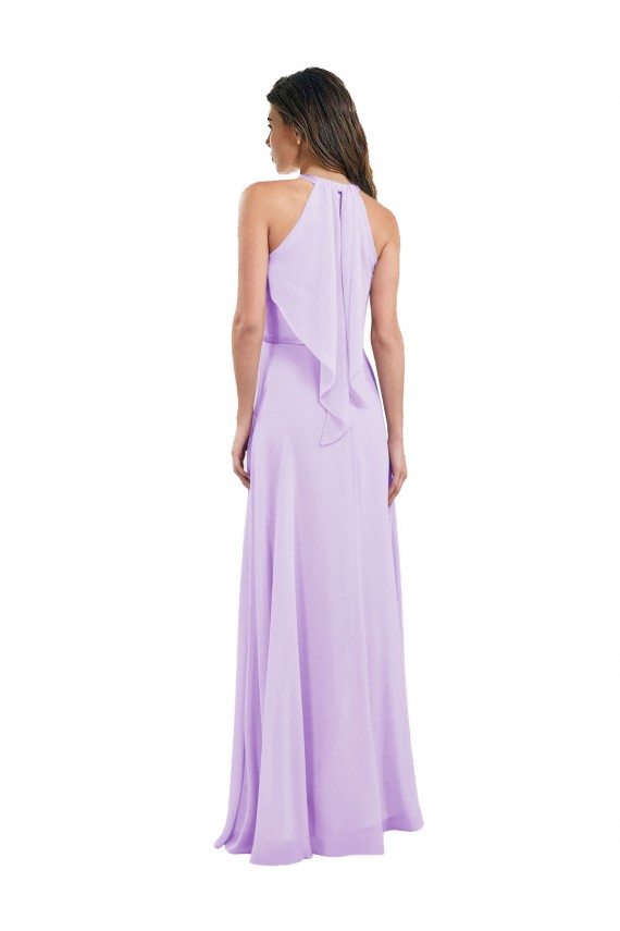 Lilac Chiffon Halter Neck Long Sleeveless Bridesmaid Dress / Evening Dress Toowoomba