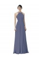 Open Back Silver Stone Soft Chiffon Halter Neck Long Sleeveless Formal Dress / Bridesmaid Dress Toowoomba