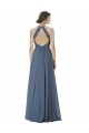 Open Back Silver Stone Soft Chiffon Halter Neck Long Sleeveless Formal Dress / Bridesmaid Dress Toowoomba