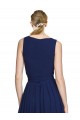 Dark Navy Chiffon V-Neck Long Sleeveless Wedding Party Dress Toowoomba