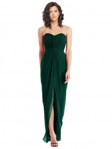 Low Back Ever Green Soft Chiffon Sweetheart Long Sleeveless Bridesmaid Dress Toowoomba