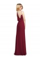 Burgundy Soft Chiffon V-Neck Long Sleeveless Formal Dress / Bridesmaid Dress Toowoomba
