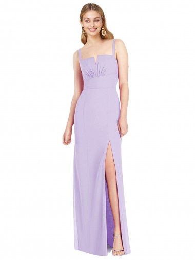 Lilac Soft Chiffon Spaghetti Straps Long Sleeveless Bridesmaid Dress Toowoomba