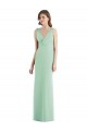 Open Back Mint Green Chiffon V-Neck Long Sleeveless Bridesmaid Dress / Evening Dress Toowoomba