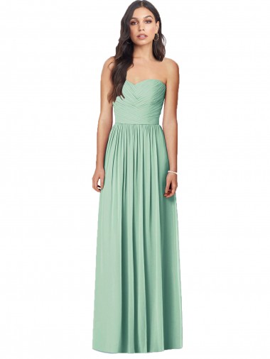 Mint Green Soft Chiffon Sweetheart Long Sleeveless Bridesmaid Dress Toowoomba