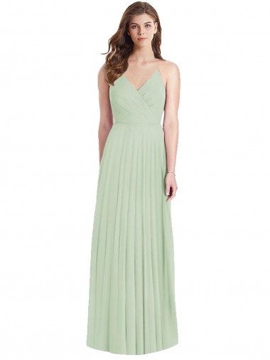 Sage Soft Chiffon Spaghetti Straps Long Cold Shoulder Semi Formal Evening Dress / Bridesmaid Dress Toowoomba