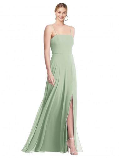 Low Back Soft Chiffon Spaghetti Straps Long Sleeveless Formal Evening Gown / Bridesmaid Dress Toowoomba