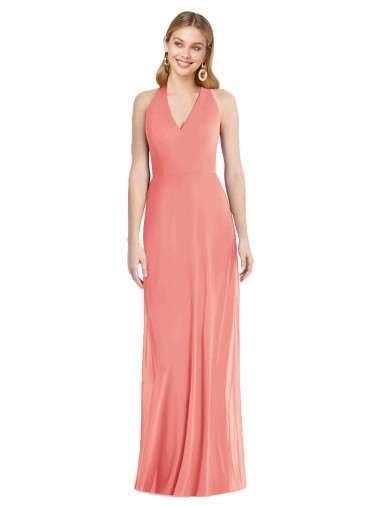 Soft Chiffon Halter Neck Long Sleeveless Formal Evening Gown / Bridesmaid Dress Toowoomba