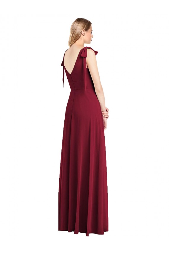 V-Back Trumpet Soft Chiffon V-Neck Long Sleeveless Bridesmaid Dress Toowoomba