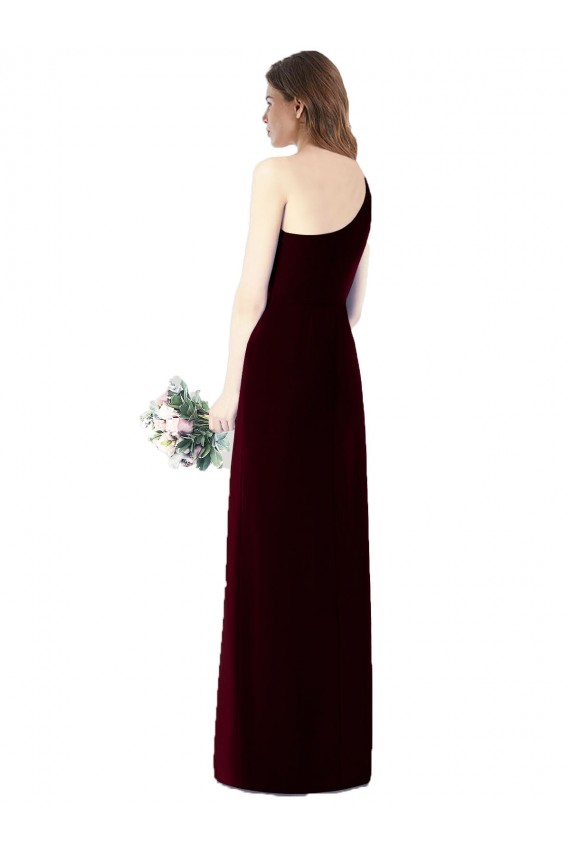Dark Green Soft Chiffon One Shoulder Long Sleeveless Bridesmaid Dress Toowoomba
