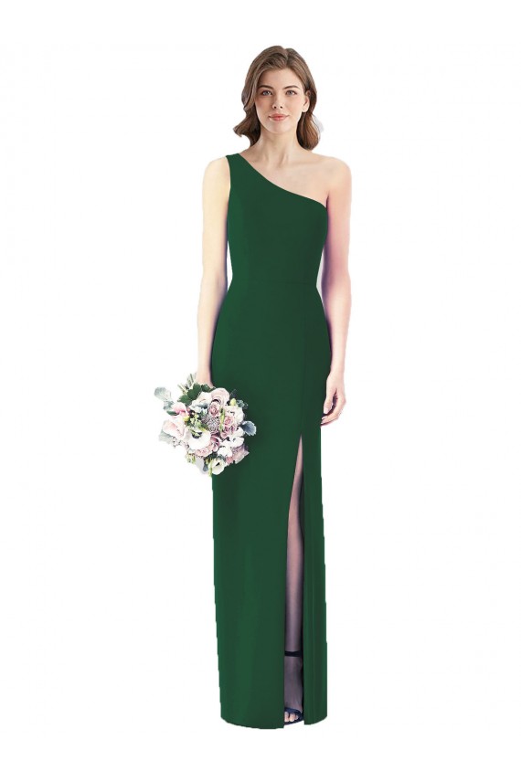 Dark Green Soft Chiffon One Shoulder Long Sleeveless Bridesmaid Dress Toowoomba