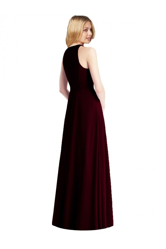 Light Sky Blue Soft Chiffon Halter Neck Long Sleeveless Semi Formal Evening Dress / Bridesmaid Dress Toowoomba