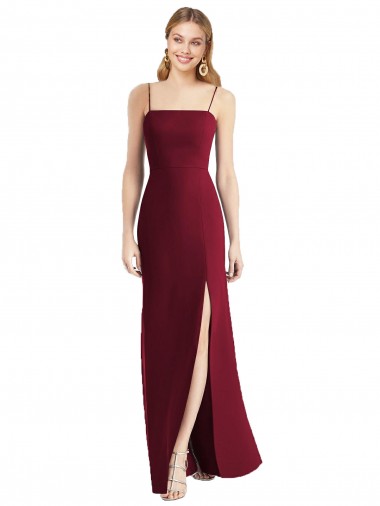 Tie Back Soft Chiffon Spaghetti Straps Long Sleeveless Bridesmaid Dress Toowoomba