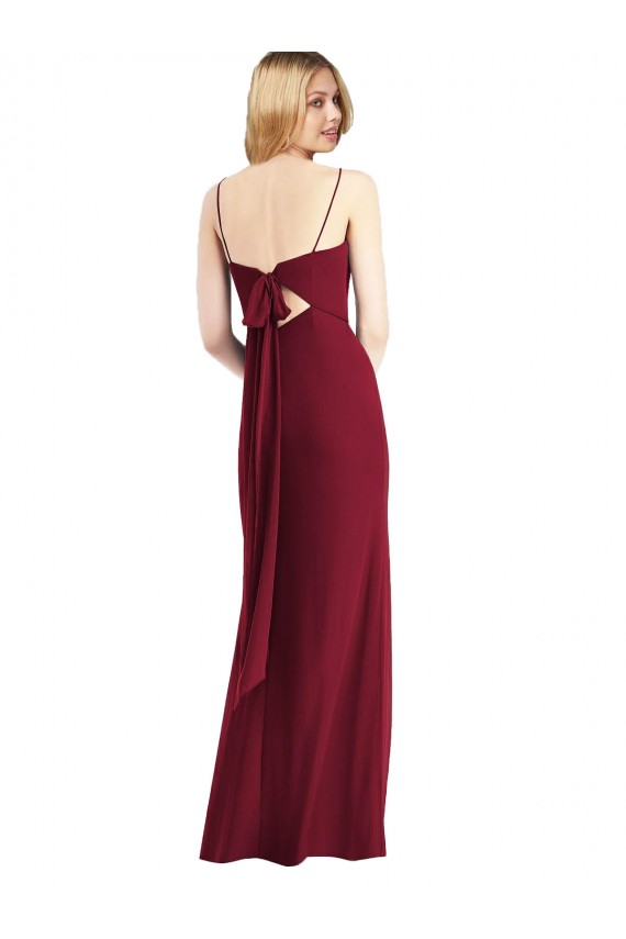 Tie Back Soft Chiffon Spaghetti Straps Long Sleeveless Bridesmaid Dress Toowoomba
