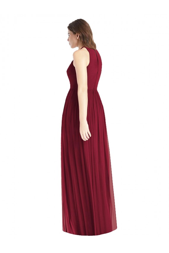 Lilac Soft Chiffon Halter Neck Long Sleeveless Bridesmaid Dress Toowoomba