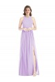 Lilac Soft Chiffon Halter Neck Long Sleeveless Bridesmaid Dress Toowoomba