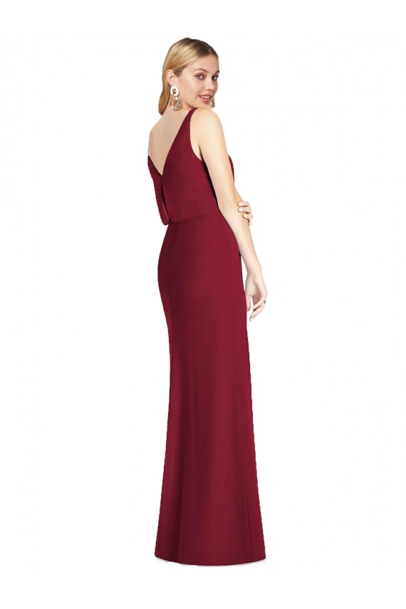 V-Back Dusty Pink Soft Chiffon V-Neck Long Sleeveless Bridesmaid Dress Toowoomba
