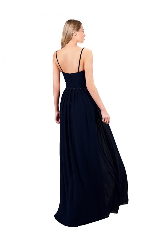 Dark Navy Soft Chiffon Spaghetti Straps Long Sleeveless Formal Evening Gown / Bridesmaid Dress Toowoomba