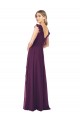 Grape Soft Chiffon V-Neck Long Cap Sleeves Formal Dress / Bridesmaid Dress Toowoomba