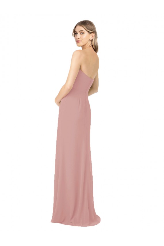 Dusty Pink Soft Chiffon Strapless Long Sleeveless Bridesmaid Dress Toowoomba