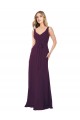 Grape Chiffon V-Neck Long Floor Length Sleeveless Bridesmaid Dress Toowoomba