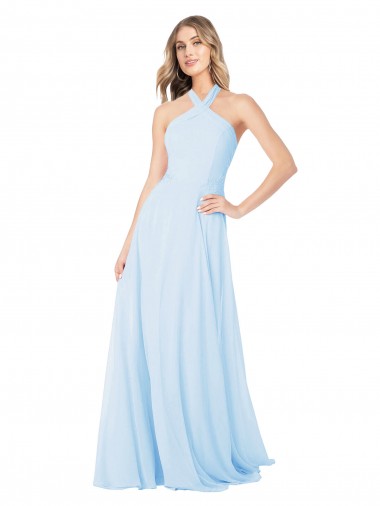 Chiffon Halter Neck Long Sleeveless Bridesmaid Dress / Evening Gowns Toowoomba