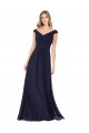 Dark Navy Soft Chiffon Off the Shoulder Long Sleeveless Evening Dress / Bridesmaid Dress Toowoomba