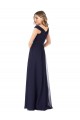 Dark Navy Soft Chiffon Off the Shoulder Long Sleeveless Evening Dress / Bridesmaid Dress Toowoomba
