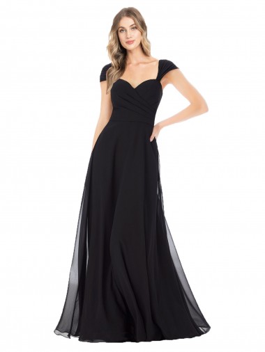 Soft Chiffon Sweetheart Long Cap Sleeves Bridesmaid Dress Toowoomba