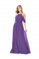 Plum Purple Soft Chiffon Off the Shoulder Long Cold Shoulder Bridesmaid Dress Toowoomba