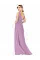 Dark Lavender Soft Chiffon V-Neck Long Sleeveless Bridal Party Dress Toowoomba