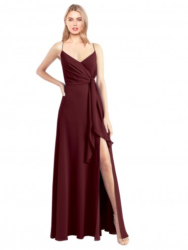 Low Back Chiffon Spaghetti Straps Long Floor Length Sleeveless Bridesmaid Dress Toowoomba