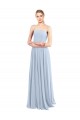 Low Back Light Sky Blue Soft Chiffon Spaghetti Straps Long Sleeveless Bridesmaid Dress Toowoomba