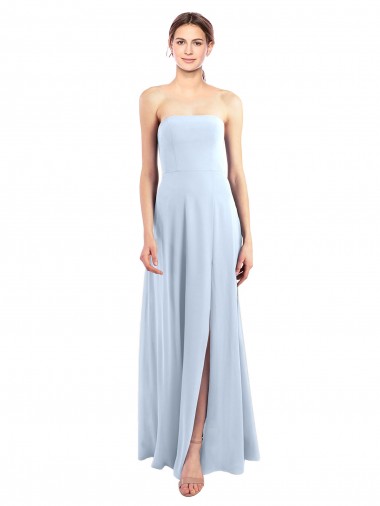 Light Sky Blue Soft Chiffon Strapless Long Sleeveless Bridesmaid Dress Toowoomba