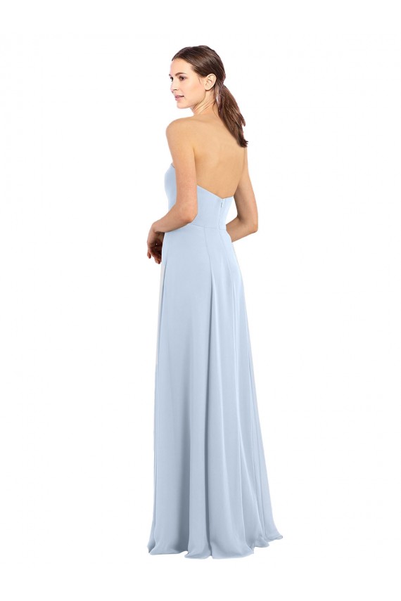 Light Sky Blue Soft Chiffon Strapless Long Sleeveless Bridesmaid Dress Toowoomba