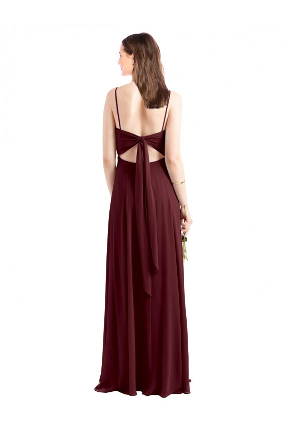 Burgundy Gold Chiffon Spaghetti Straps Long Sleeveless Bridesmaid Dress / Evening Dress Toowoomba