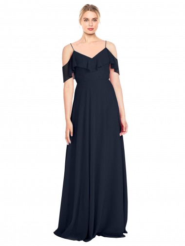 V-Back Lxue Chiffon Off the Shoulder Long Sleeveless Bridesmaid Dress Toowoomba