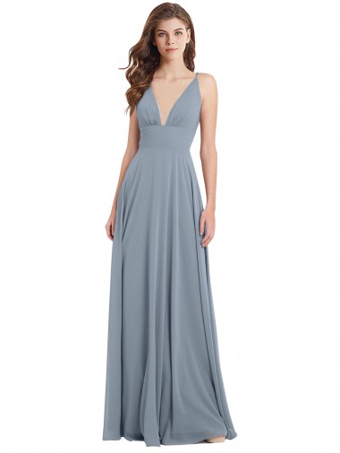 V-Back Chiffon V-Neck Long Sleeveless Bridesmaid Dress / Evening Gowns Toowoomba