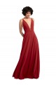 V-Back Red Lxue Chiffon V-Neck Long Sleeveless Bridesmaid Dress Toowoomba