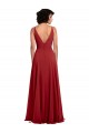 V-Back Red Lxue Chiffon V-Neck Long Sleeveless Bridesmaid Dress Toowoomba