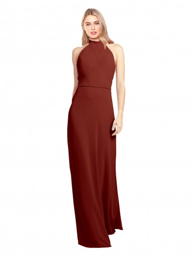 Open Back Soft Chiffon Halter Neck Long Sleeveless Prom Dress / Bridesmaid Dress Toowoomba