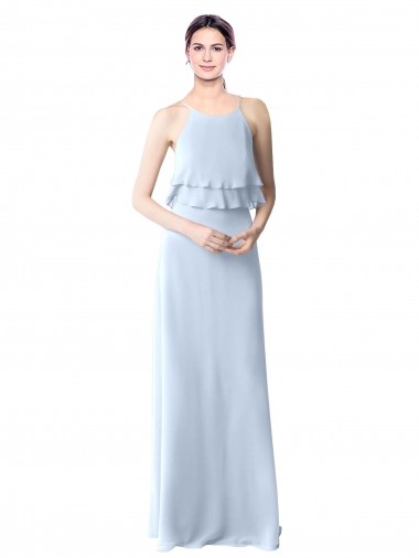 Soft Chiffon Halter Neck Long Sleeveless Bridesmaid Dresses Toowoomba