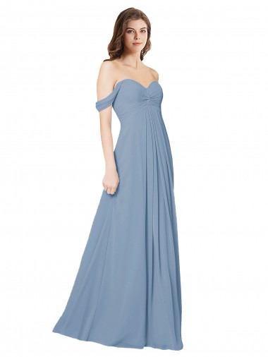 Low Back A-Line Chiffon Sweetheart Long Sleeveless Wedding Party Dress Toowoomba