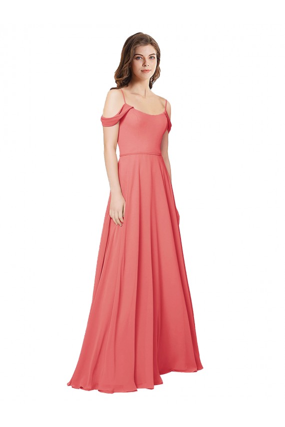Low Back Desert Rose Soft Chiffon Off the Shoulder Long Sleeveless Bridesmaid Dress Toowoomba