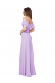 Low Back Lilac Soft Chiffon Off the Shoulder Long Sleeveless Bridesmaid Dress Toowoomba
